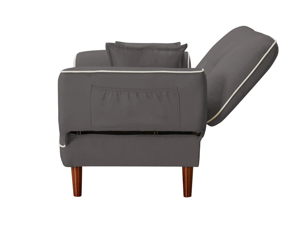 Grey Fabric Sofa Bed Sleeper with 2 Pillows Z8348