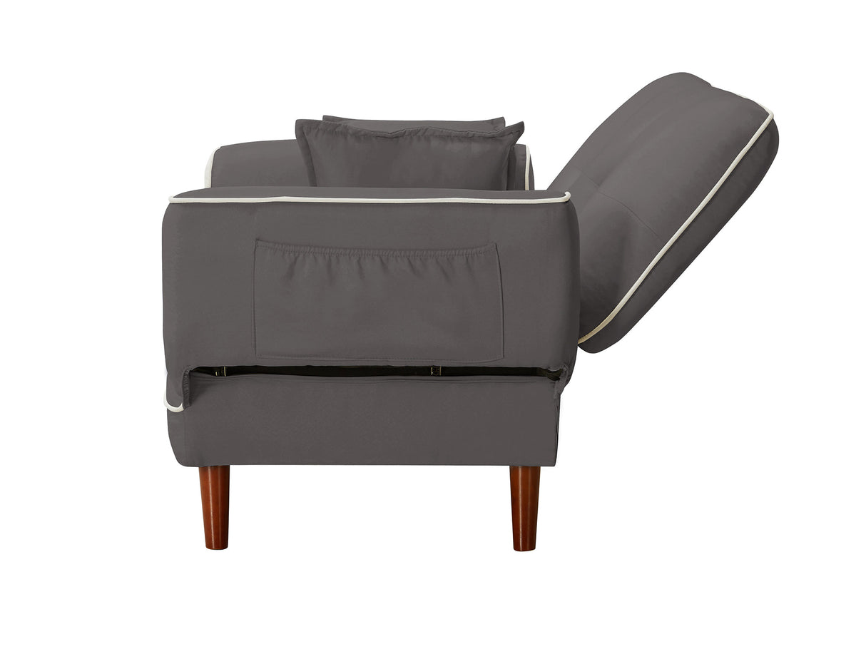 Grey Fabric Sofa Bed Sleeper with 2 Pillows Z8348