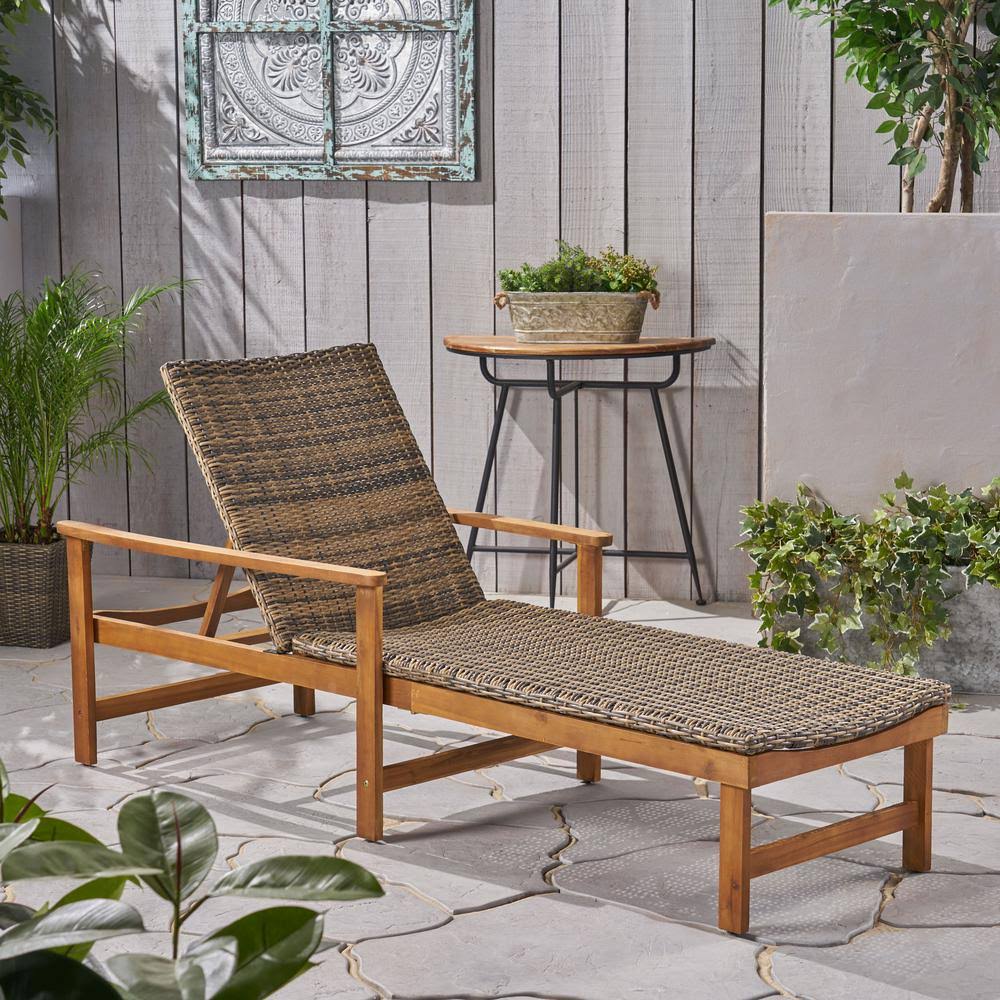 Acacia Wood Chaise Lounge in Mixed Mocha K69439
