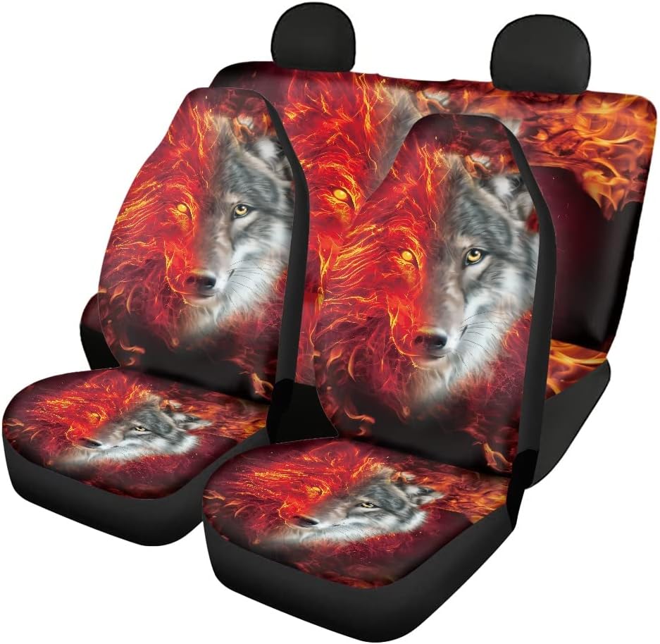 Red Kiss Lips Print 4pcs Car Seat Cover Set U363023