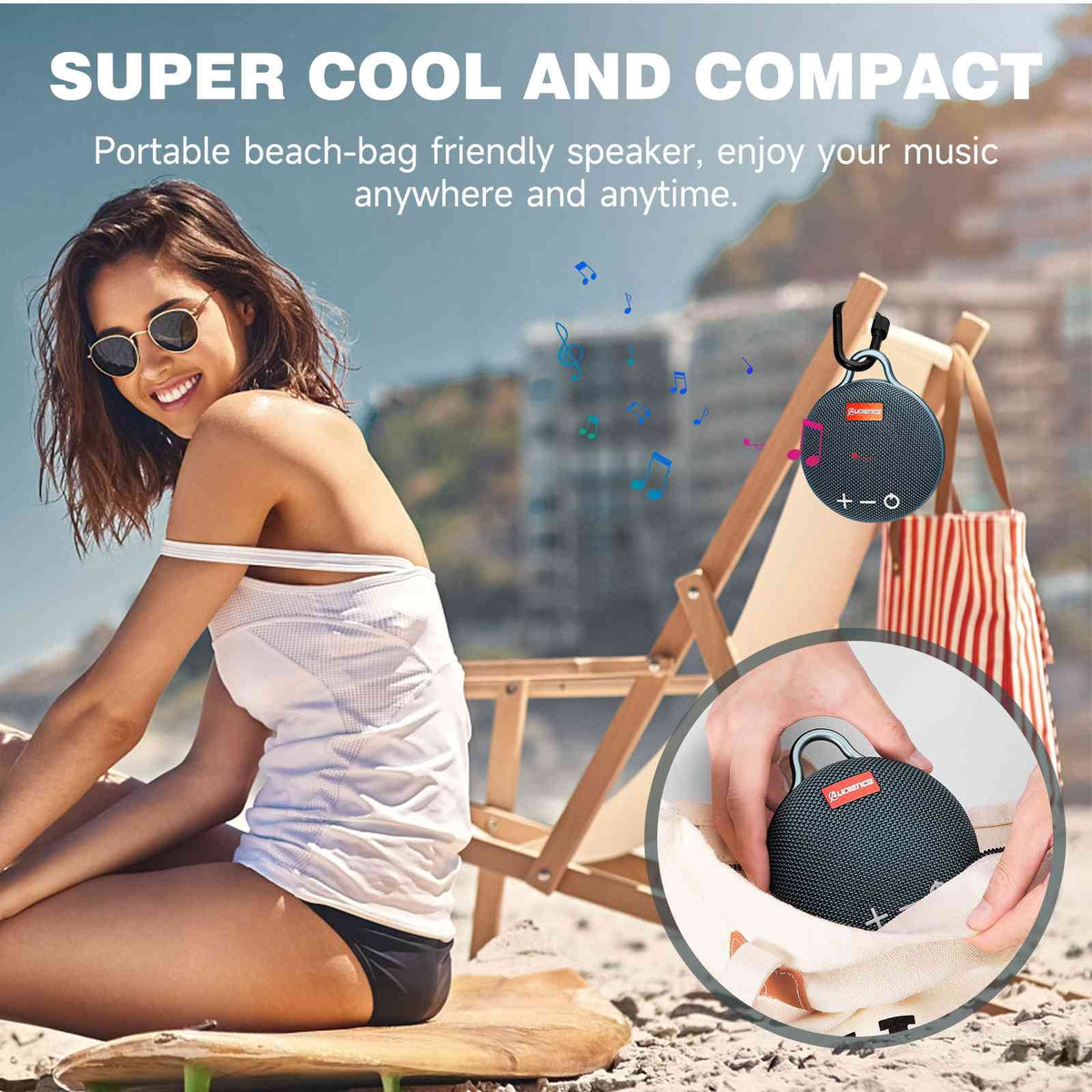 Blue 2 Pack Bluetooth Wireless Waterproof Speaker with Clip T18451