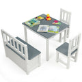 4 Pcs Kids Wood Table Chairs Set Gray C87155