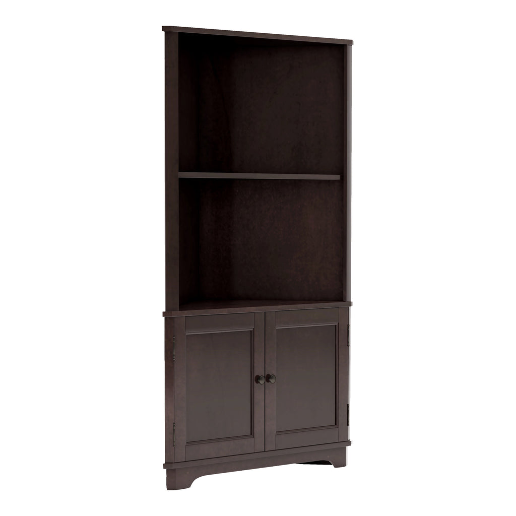 Espresso Wood Corner Bookshelf A7650