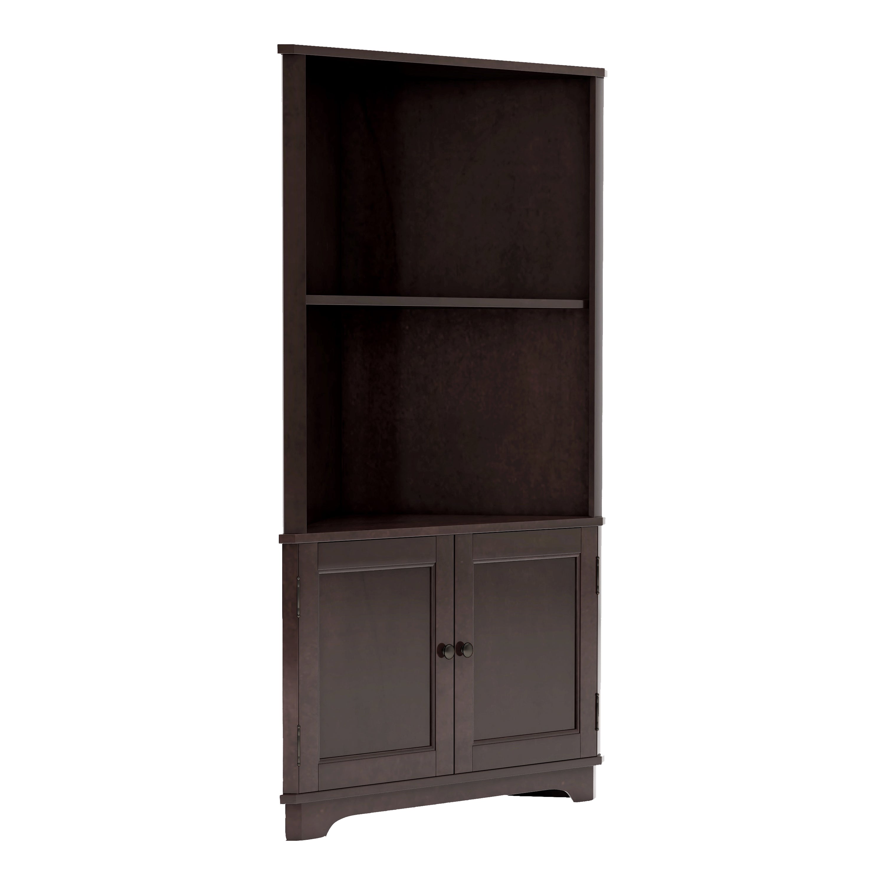 Espresso Wood Corner Bookshelf A7650