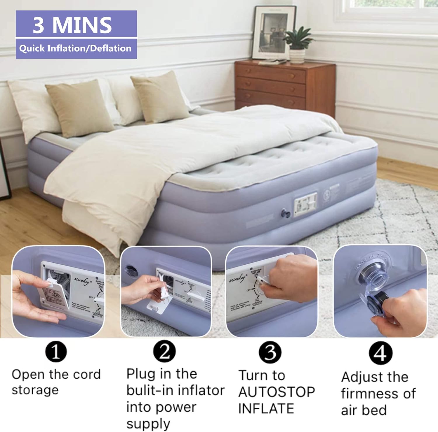Queen Air Mattress with Built in Pump 18'' Double High Inflatable Bed Q3683