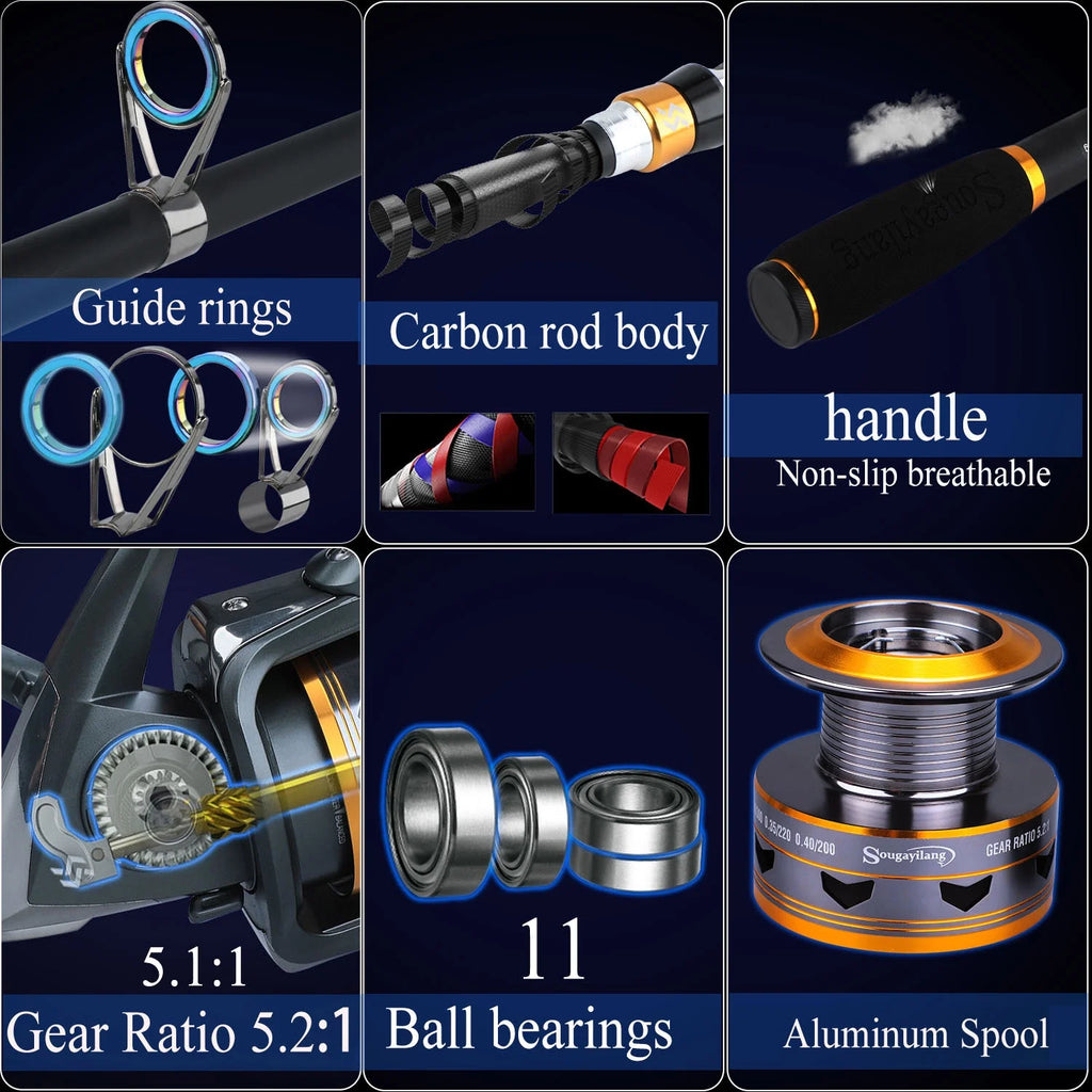 Telescopic Fishing Rod and Spinning Reel Combo Set E5208