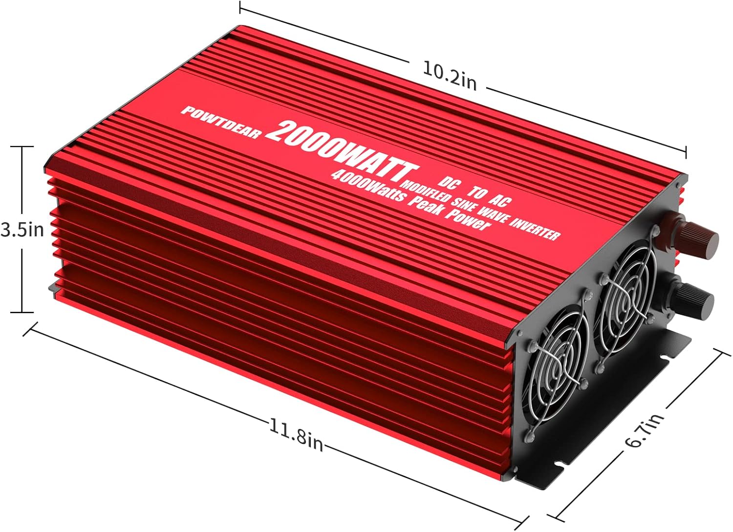 2000 Watt Power Inverter with 2.4A USB Ports 3 AC Outlets W966