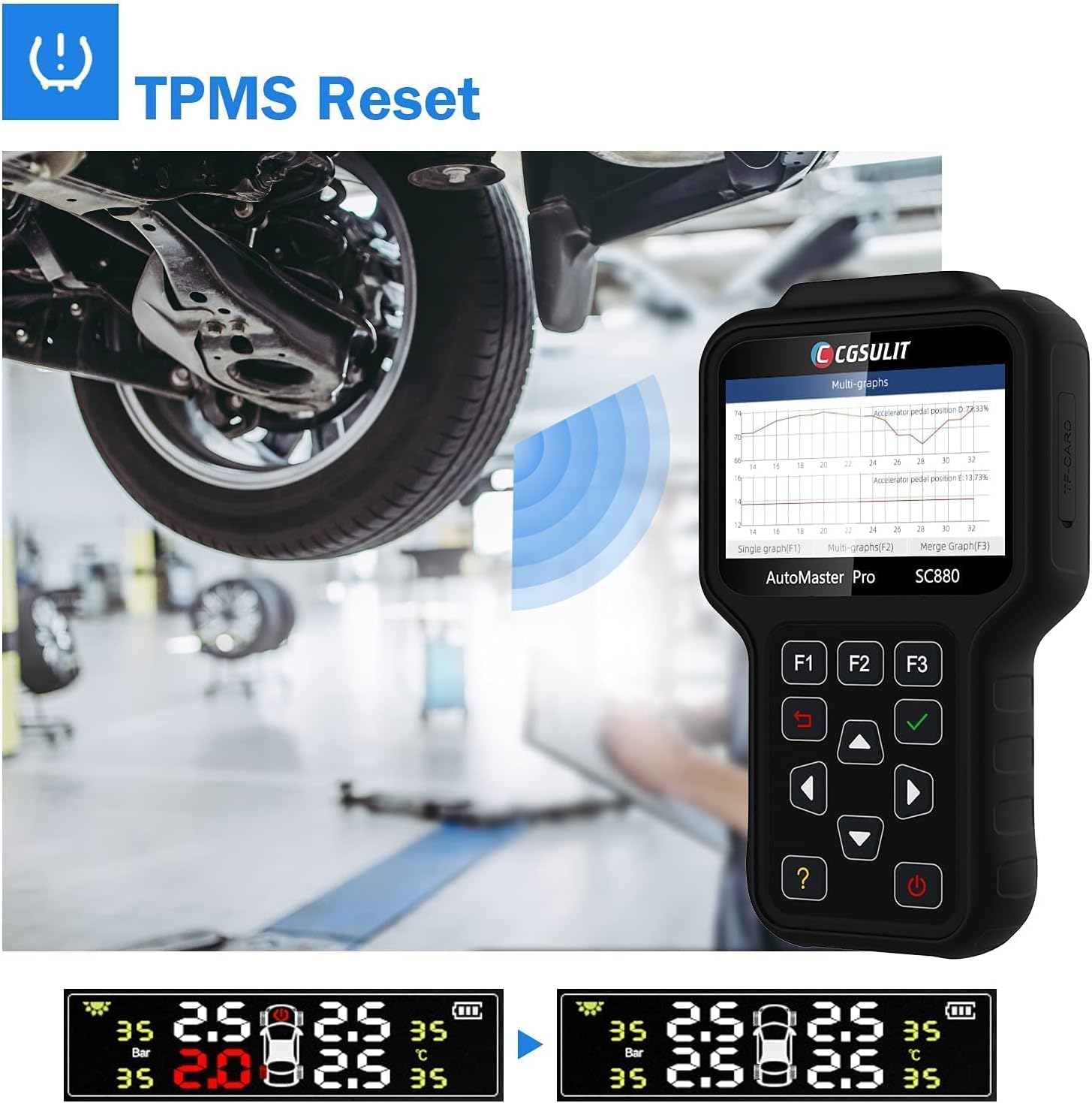 OBD2 Diagnostic Scanner with EPB ABS SAS SRS Reset D58512