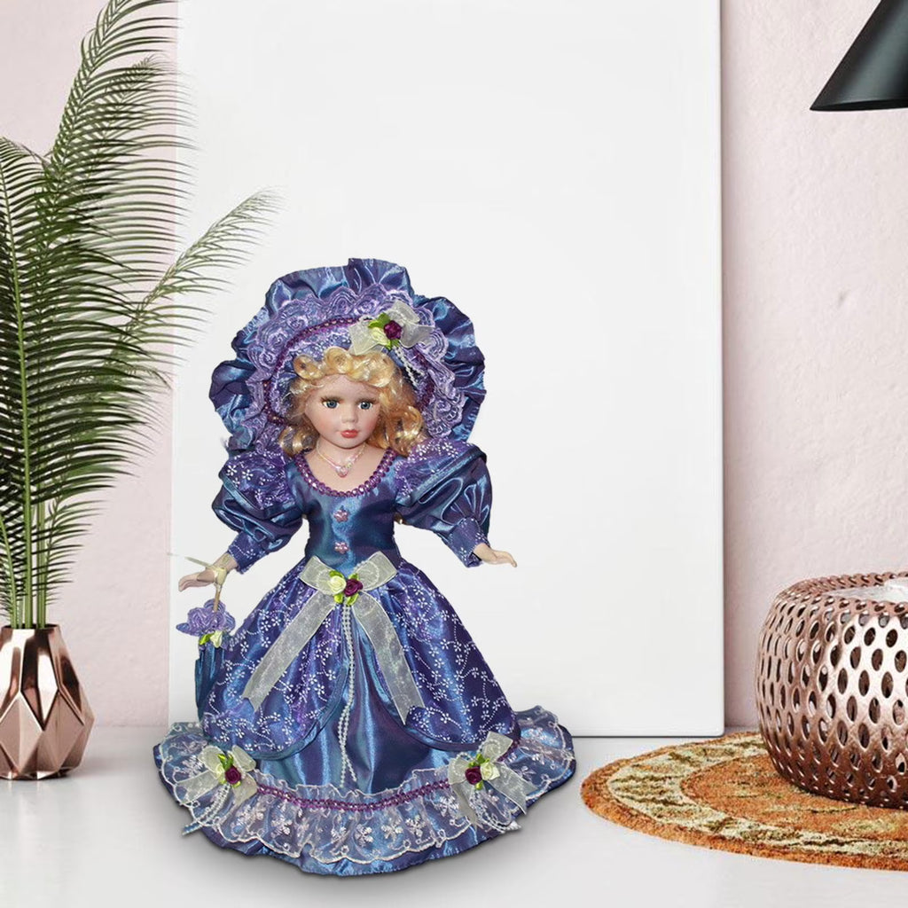Violet Porcelain Dollhouse Lady with Dress G4082