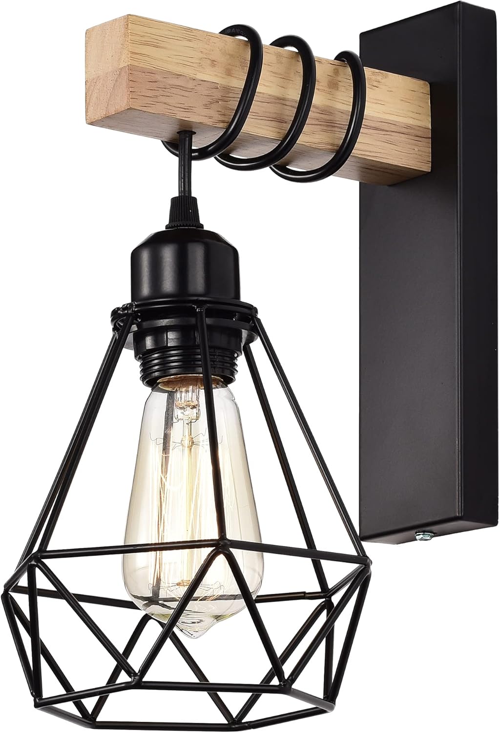White Wood Wall Sconce 1 Light Cage Wall Lamp F10668
