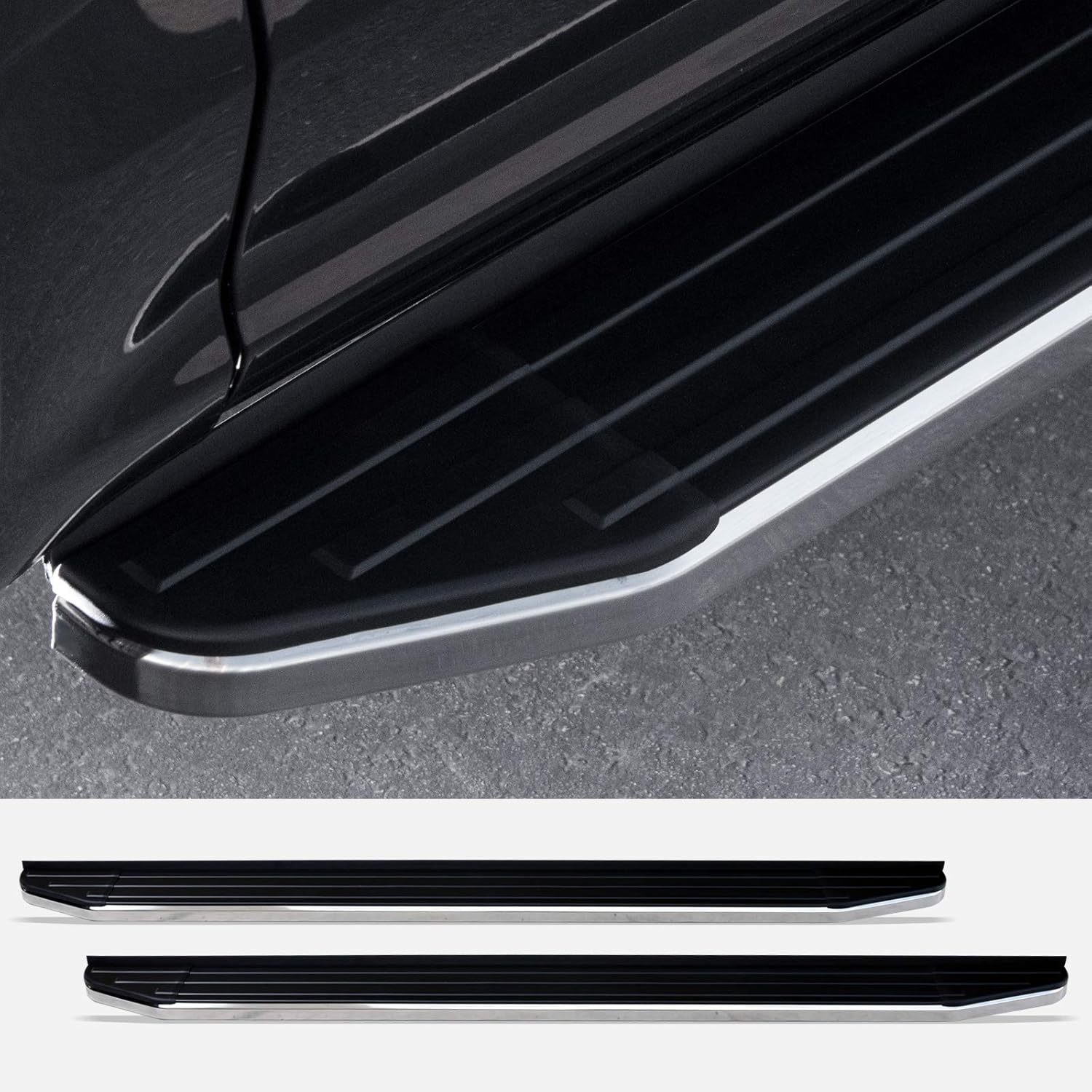 6 VP Series Aluminum Running Boards Black With Chrome Trim H94887