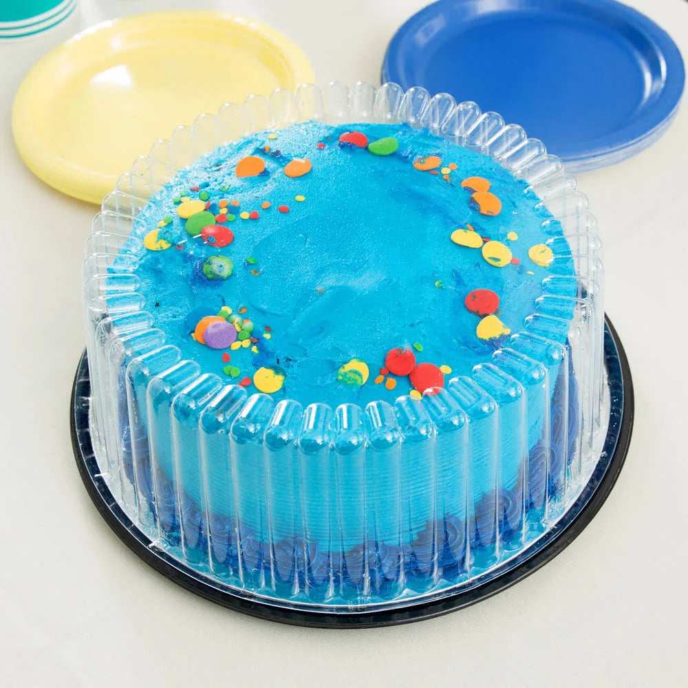 Black 8 inch Cake Display Container with Clear Dome Lid S9262
