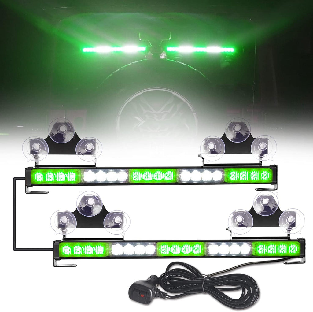 Green/White 40 LED 2 in 1 Traffic Advisor Strobe Light Bar Pack of 2 X69577