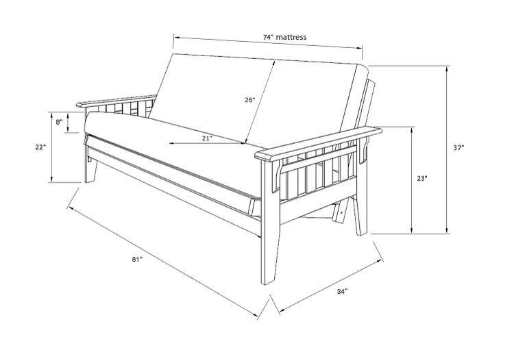 Rustic Walnut Finish Full Futon with Suede Gray Mattress and Storage Drawers K647235