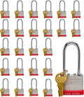 24 Keyed-Alike Padlocks with Long Shackle, 48 Keys, Hardened Steel Case, Brass Pin Cylinder R336543