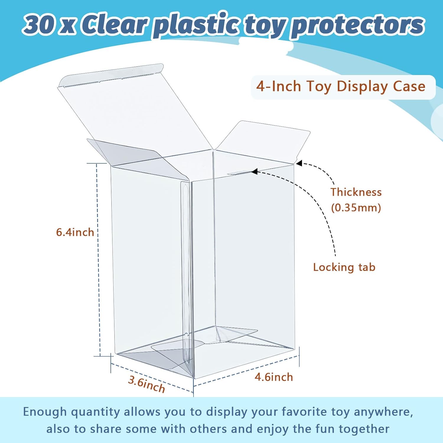 30 Pieces Clear Plastic Toy Protector Case 4-Inch Display Box P4820