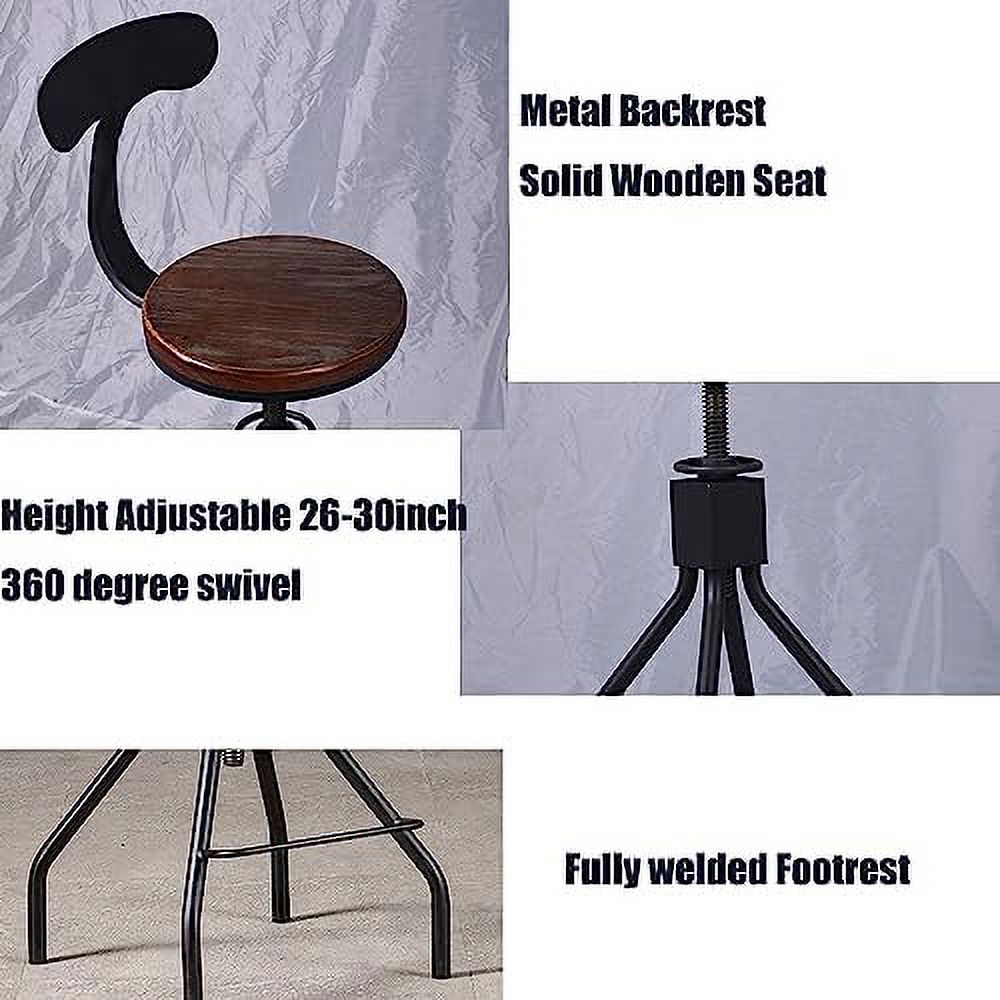 Industrial Swivel Counter Height Adjustable Stool with Backrest M69733
