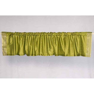 Olive Green Rod Pocket Sari Valance - Pair W3045