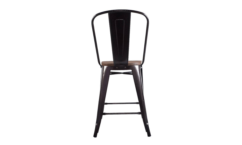 Copper Set of 4 Metal Wood Counter Stool Bar Chairs N855799