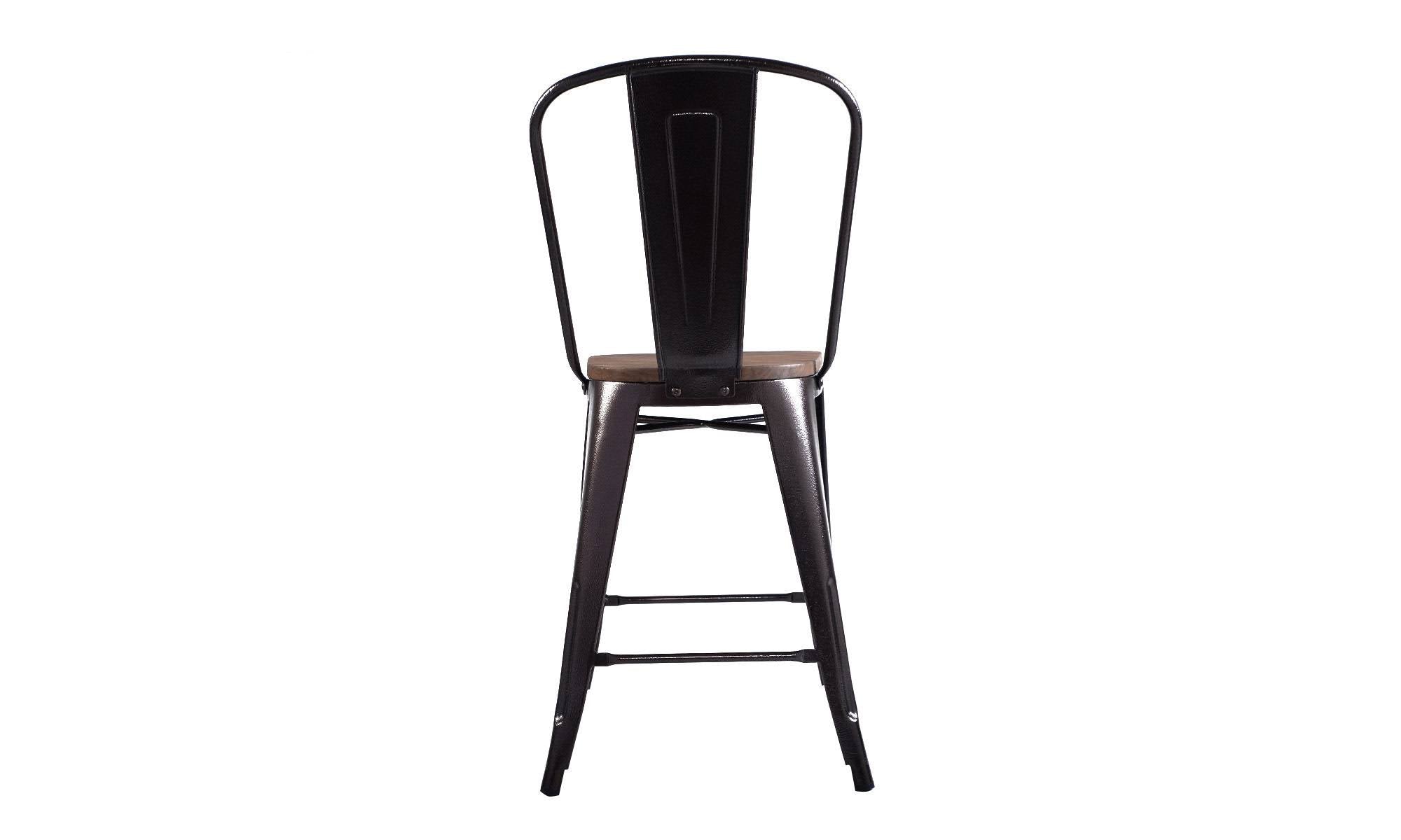 Copper Set of 4 Metal Wood Counter Stool Bar Chairs N855799