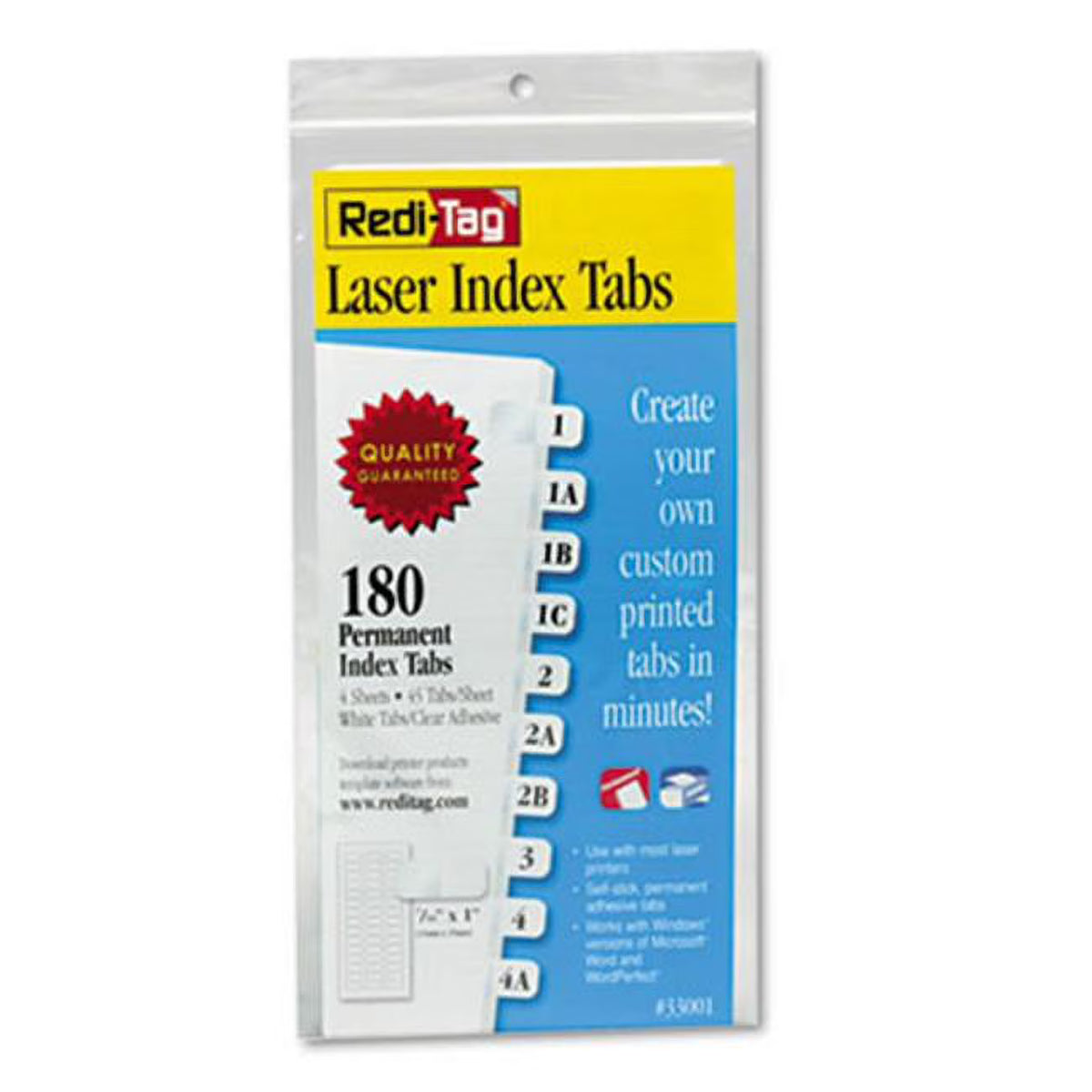 White Laser Printable Index Tabs, 180-Pack T60180