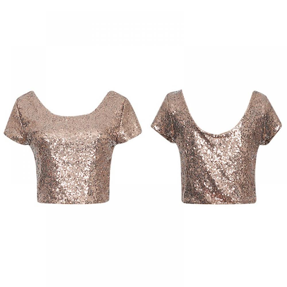Sequined Backless Crop T-Shirt F1650
