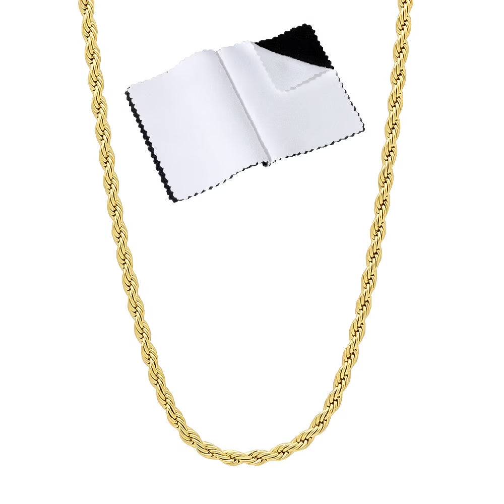 14k Yellow Gold Plated Twisted Rope Chain Necklace, 22 inches M35078