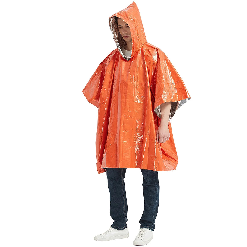 Waterproof Heat Reflective Thermal Poncho Raincoat with Sleeping Bag and Tent Shelter O89734