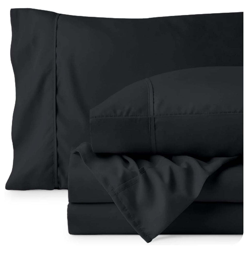 Black 4 Piece Short Queen Microfiber Sheet Set P460613