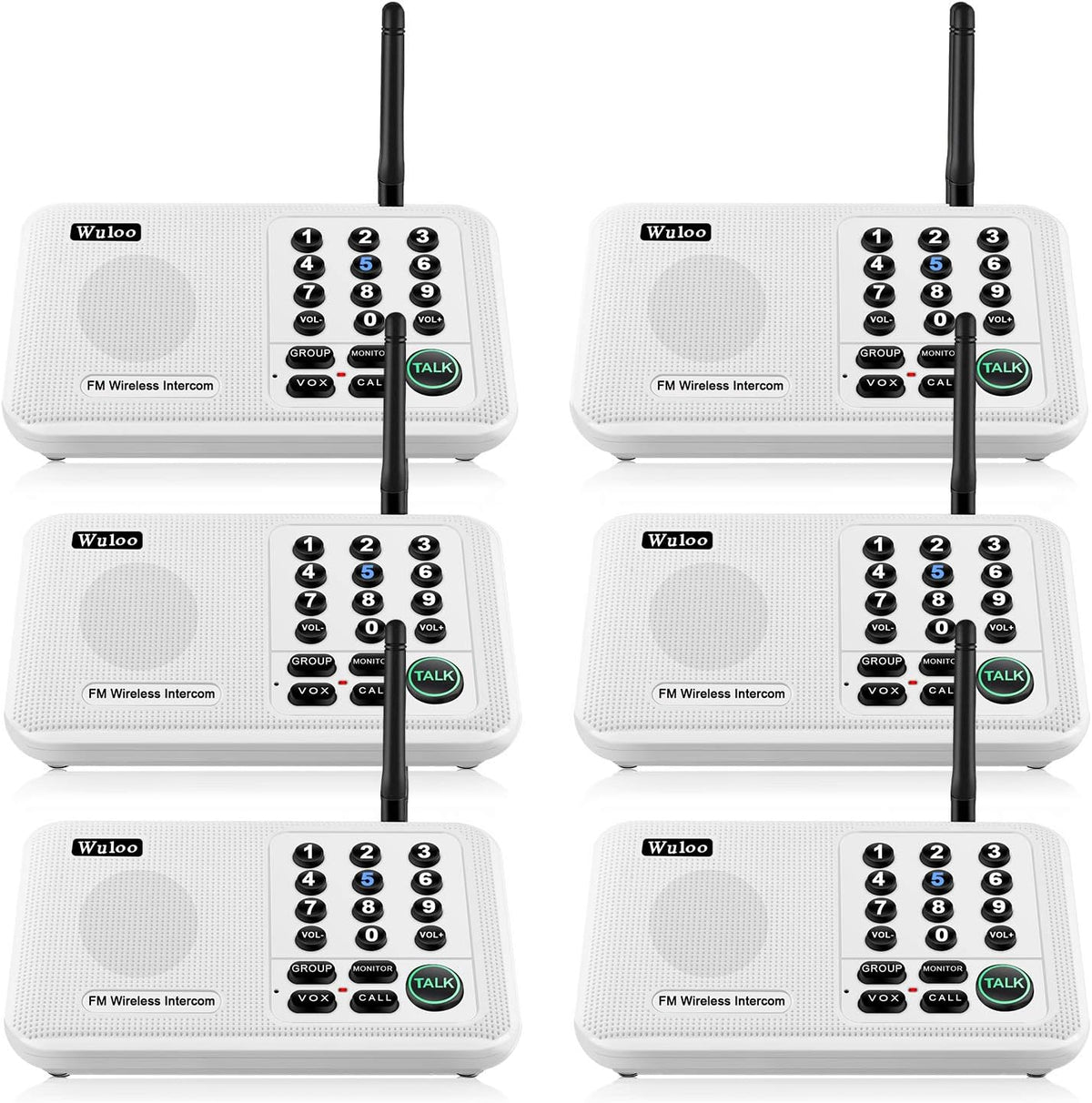 6 Packs White Wireless Intercom System Z244