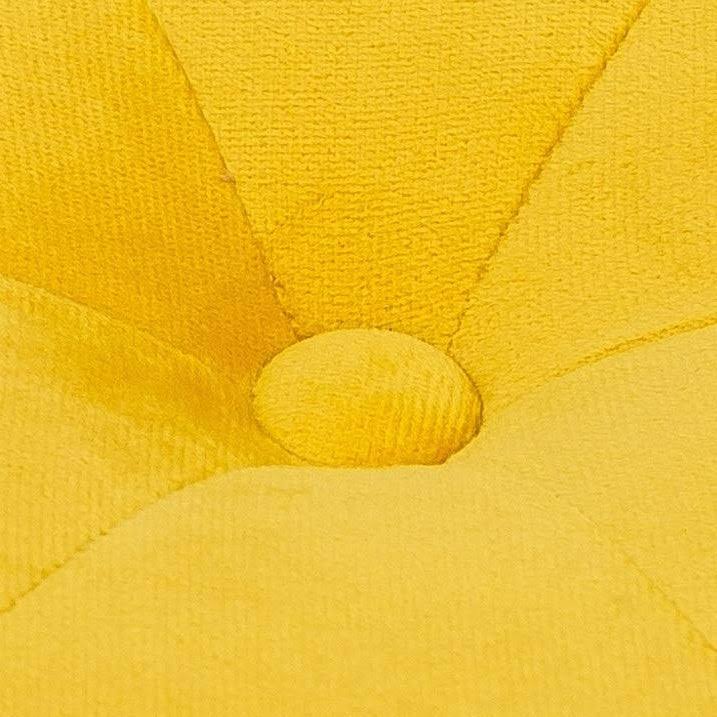 Yellow Round Tufted Fabric Ottoman Y61516