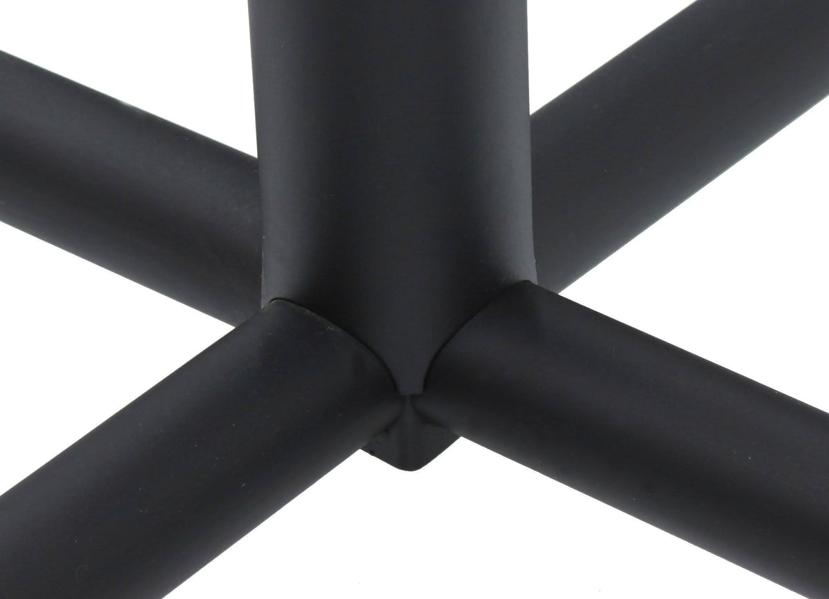 Cherry Round Breakroom Table with 4 Black Stack Chairs J828280