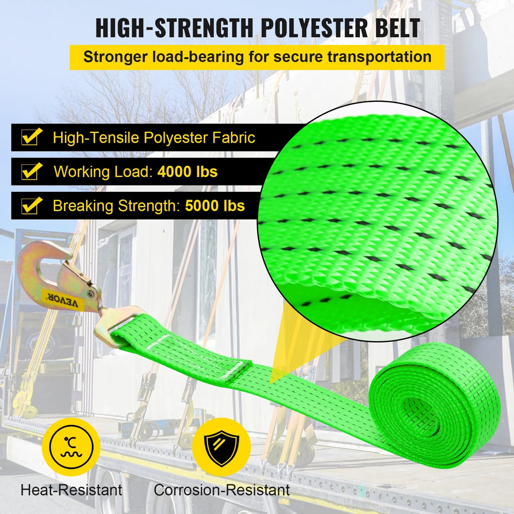 Green Polyester Ratchet Tie Down Strap 12 PCs U853
