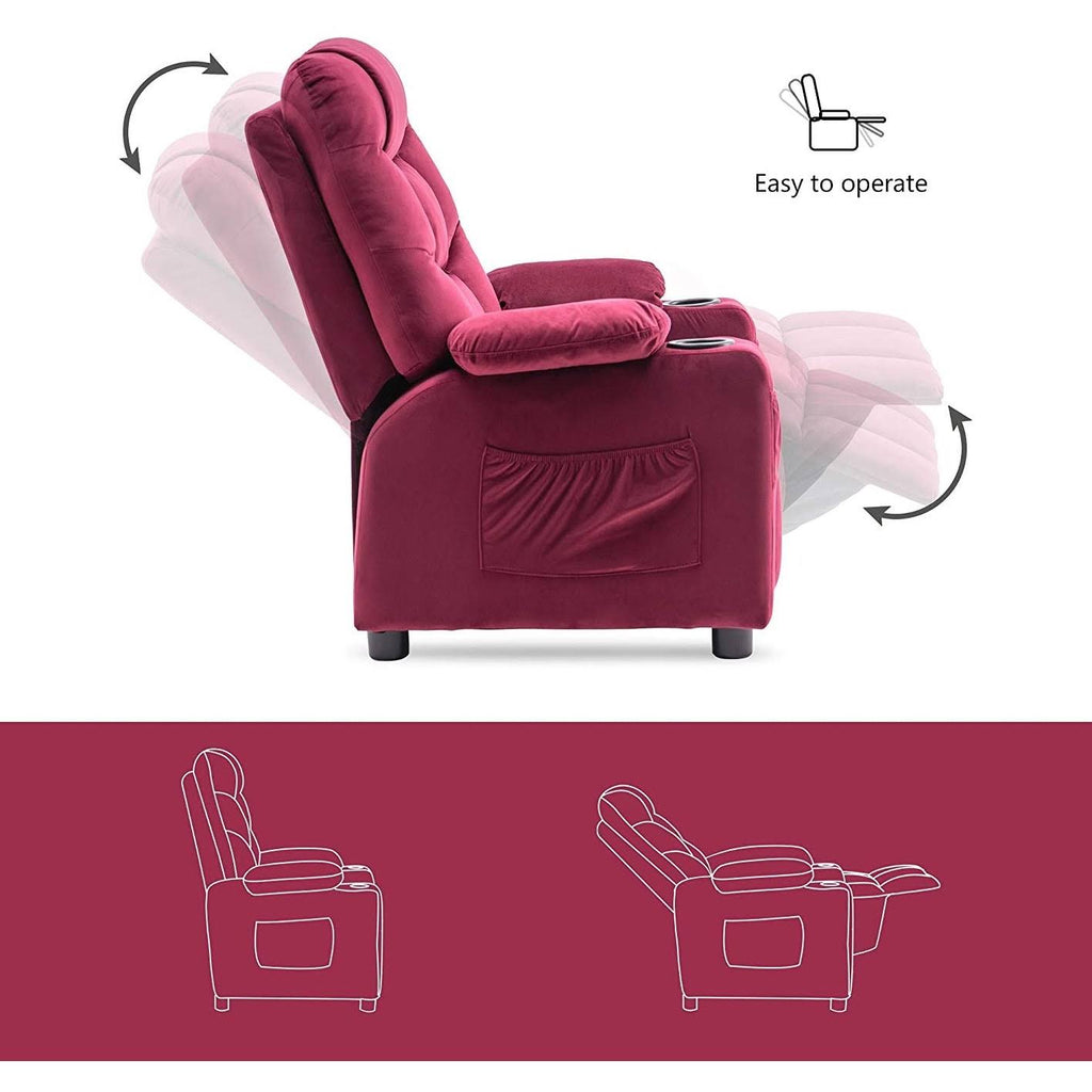 Velvet Recliner Chair with Cup Holders D899450