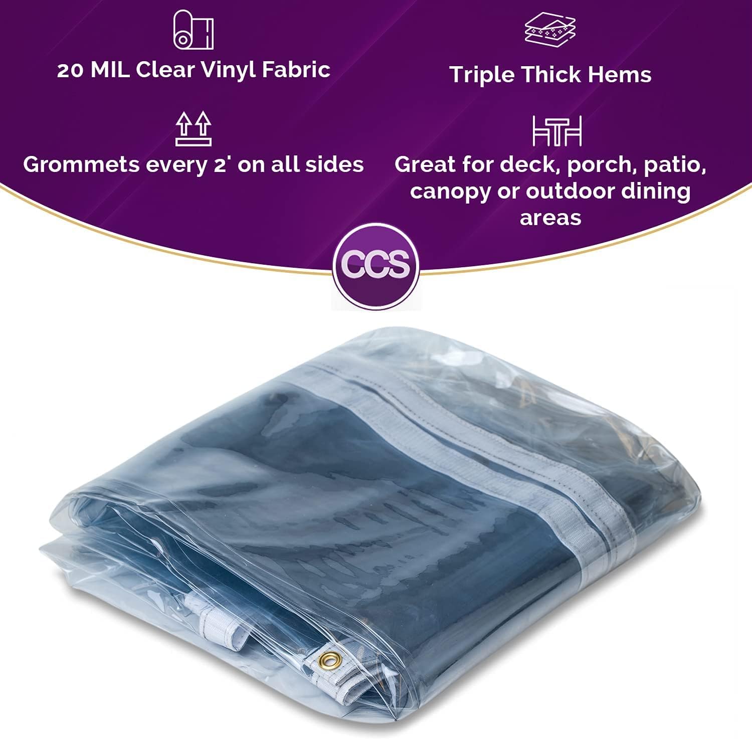 Clear PVC Tarp with Rustproof Grommets, 8 by 10 Feet I8656