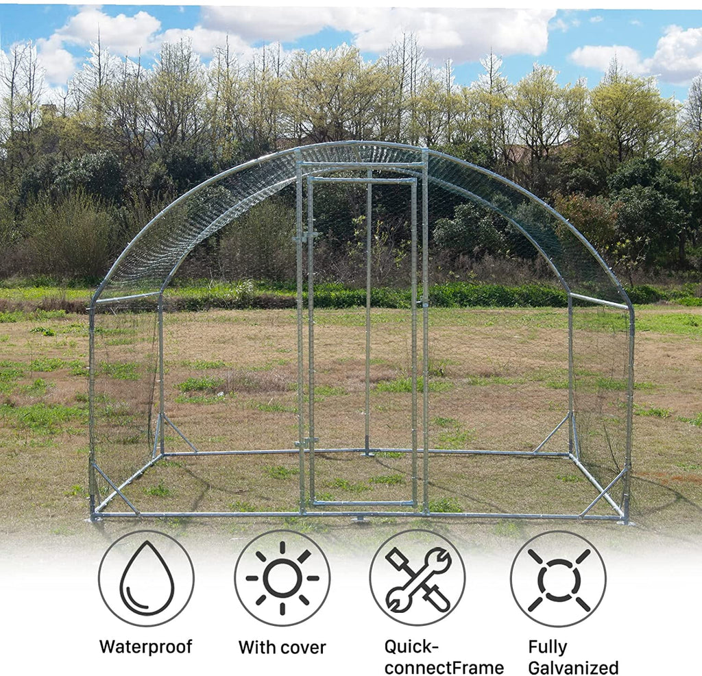 Large Metal Chicken Coop Walk-in Poultry Cage Hen House Duck Rabbits Habitat Dome Shaped Coop I81071