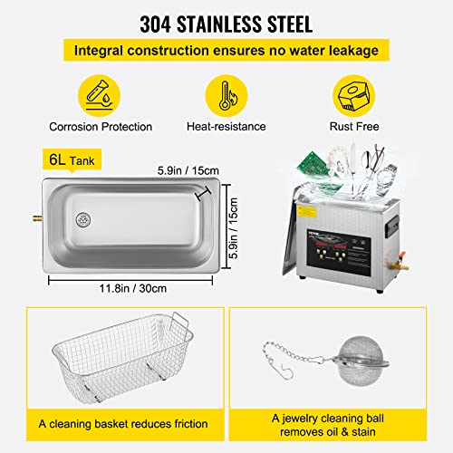 6L Ultrasonic Cleaner with Heater Timer E9717
