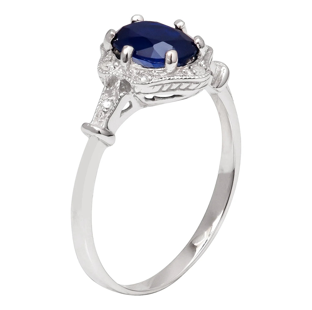 Vintage Style Oval Sapphire and Diamond Halo Ring H888087