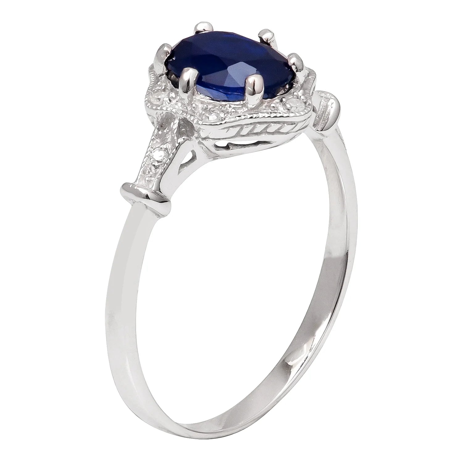 Vintage Style Oval Sapphire and Diamond Halo Ring H888087