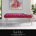 Fuchsia/Gold Velvet Bench with Metal Legs M7283