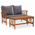 2 Piece Outdoor Conversation Set with Gray Cushion and Coffee Side Table Acacia Wood Sectional Sofa Set N273900