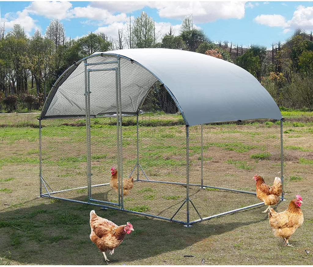 Large Metal Chicken Coop Walk-in Poultry Cage Hen House Duck Rabbits Habitat Dome Shaped Coop I81071