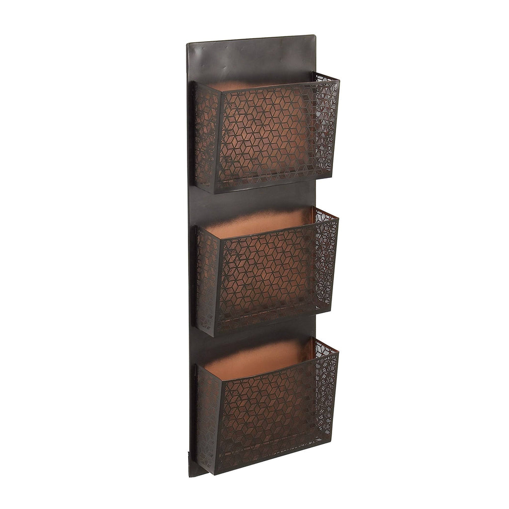 Metallic Black / Beige Wall Mounted 3 Pocket Letter Holder M8613