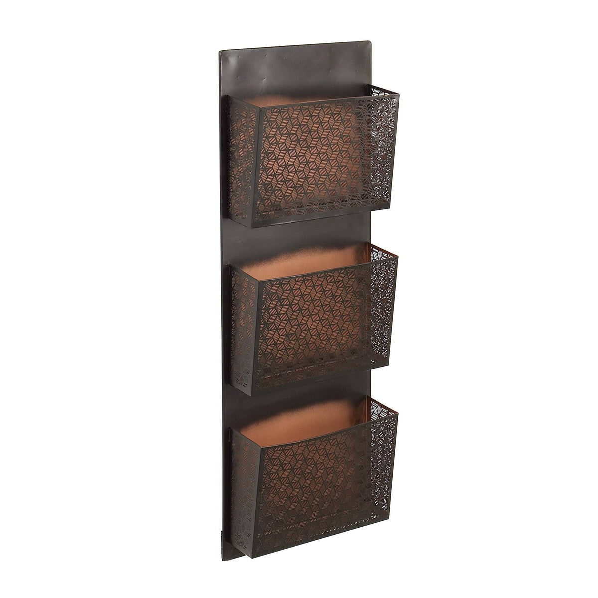 Metallic Black / Beige Wall Mounted 3 Pocket Letter Holder M8613