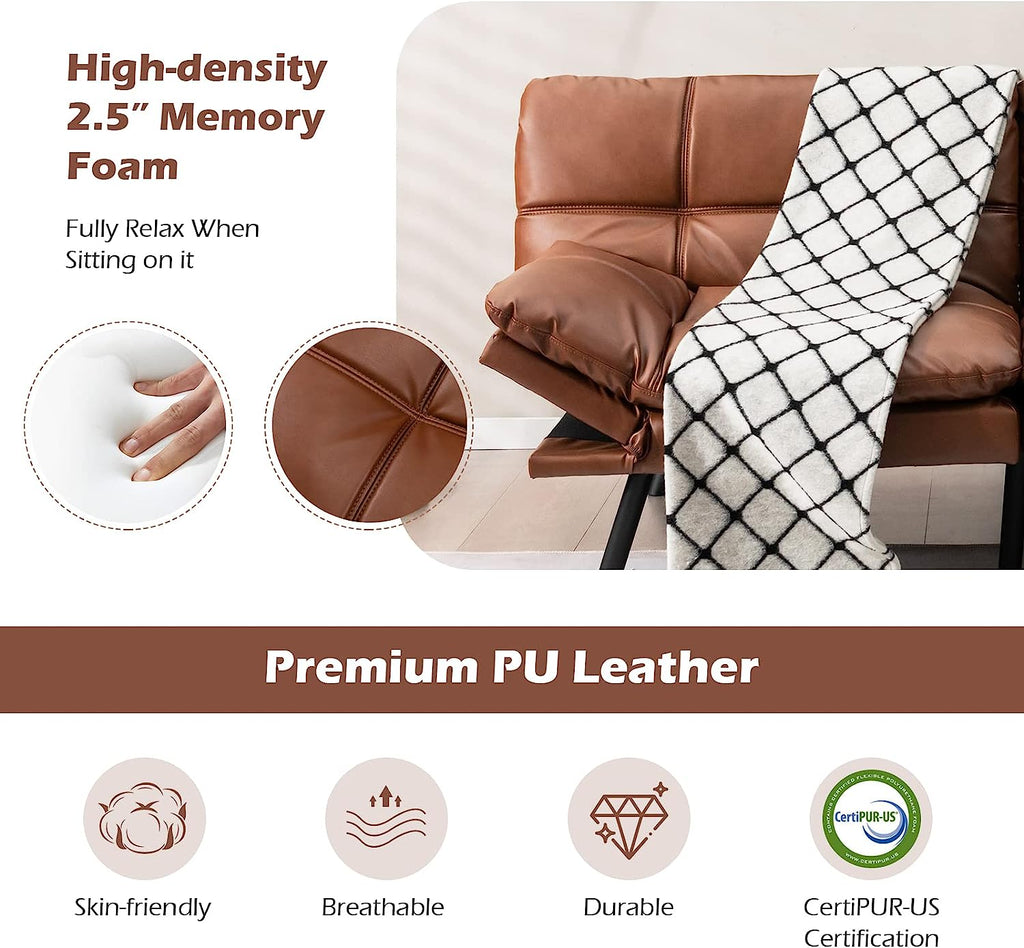 Brown Memory Foam Futon Sofa Bed with Adjustable Backrest I240668
