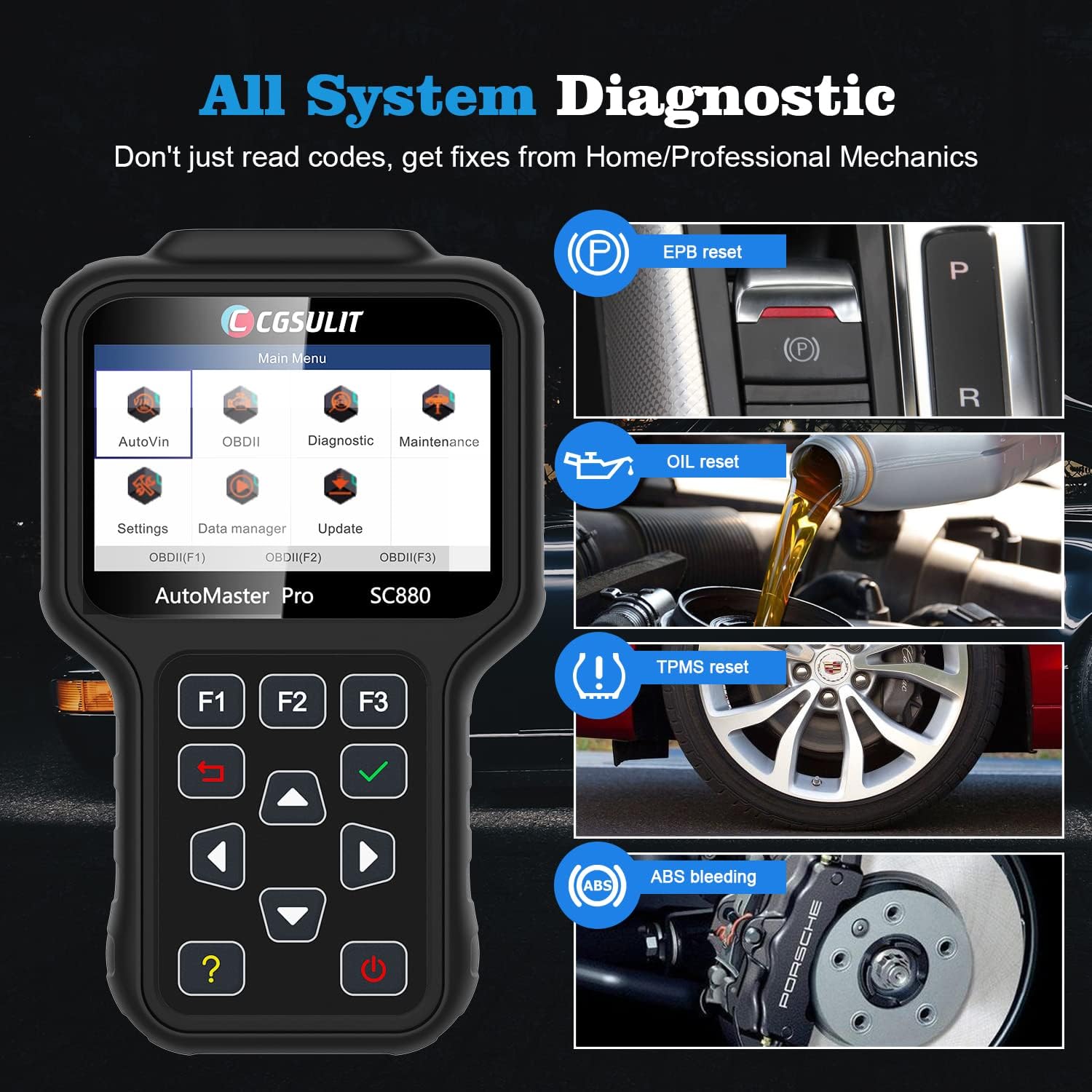 OBD2 Diagnostic Scanner with EPB ABS SAS SRS Reset D58512
