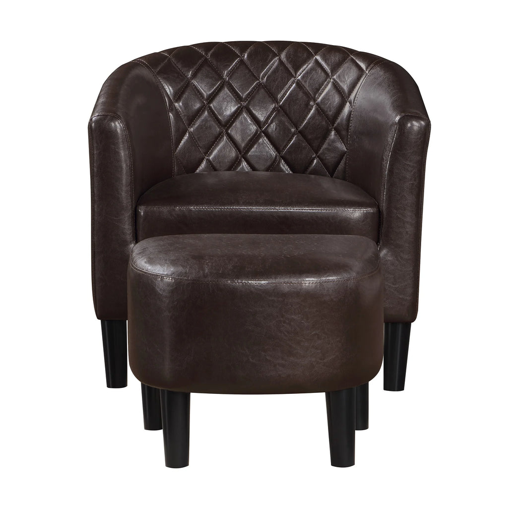 Espresso Faux Leather Accent Chair with Ottoman C106
