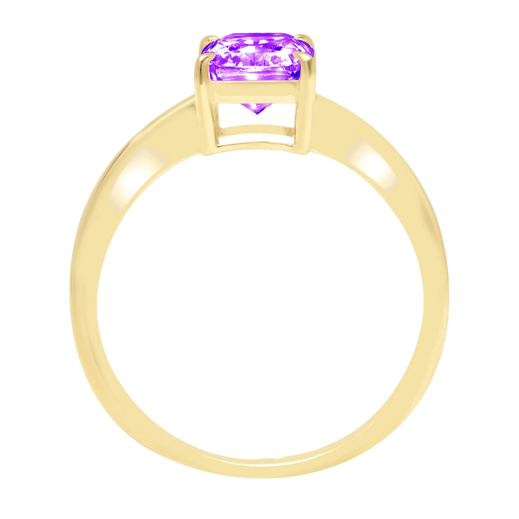 14k Yellow Gold Amethyst Solitaire Ring Y58548
