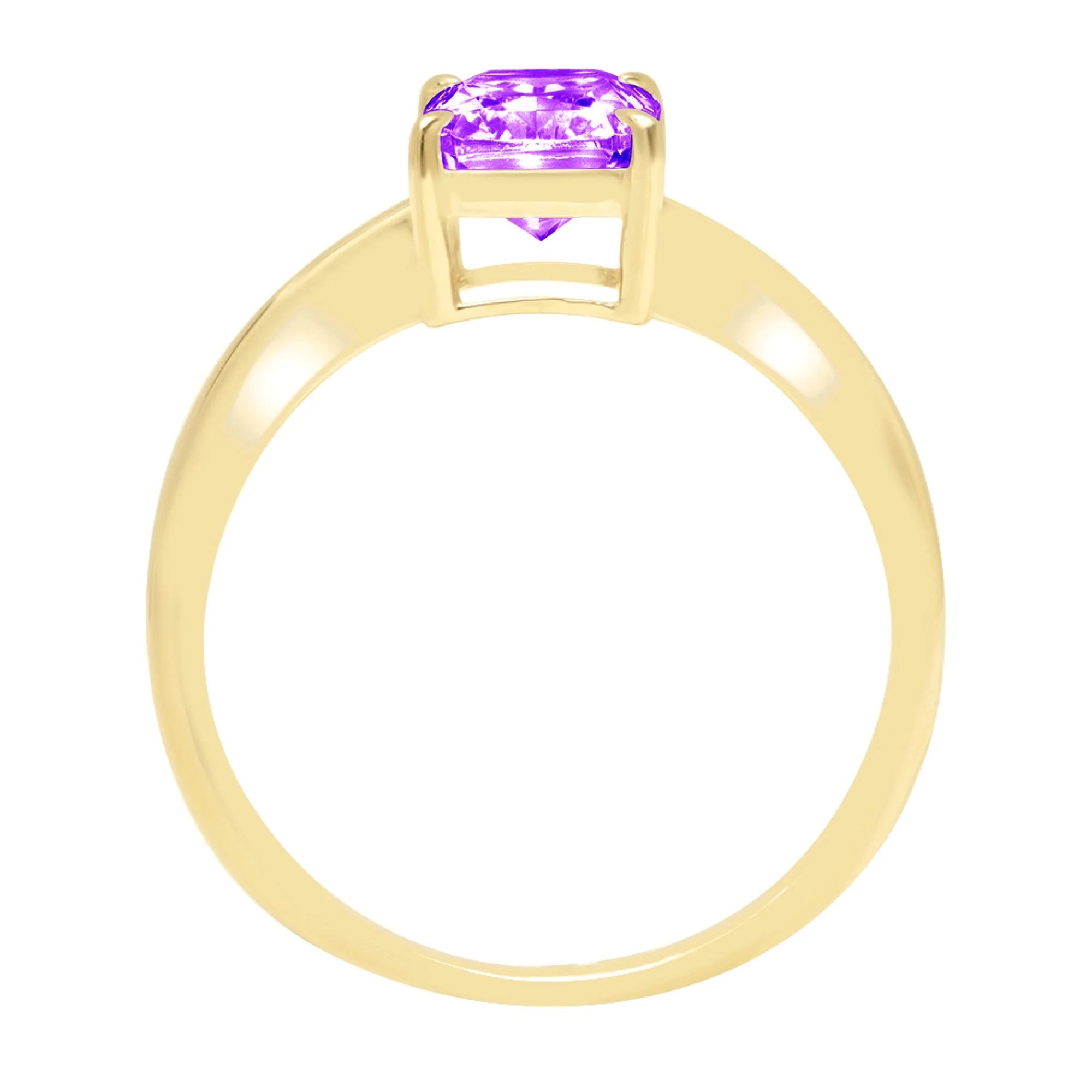 14k Yellow Gold Amethyst Solitaire Ring Y58548