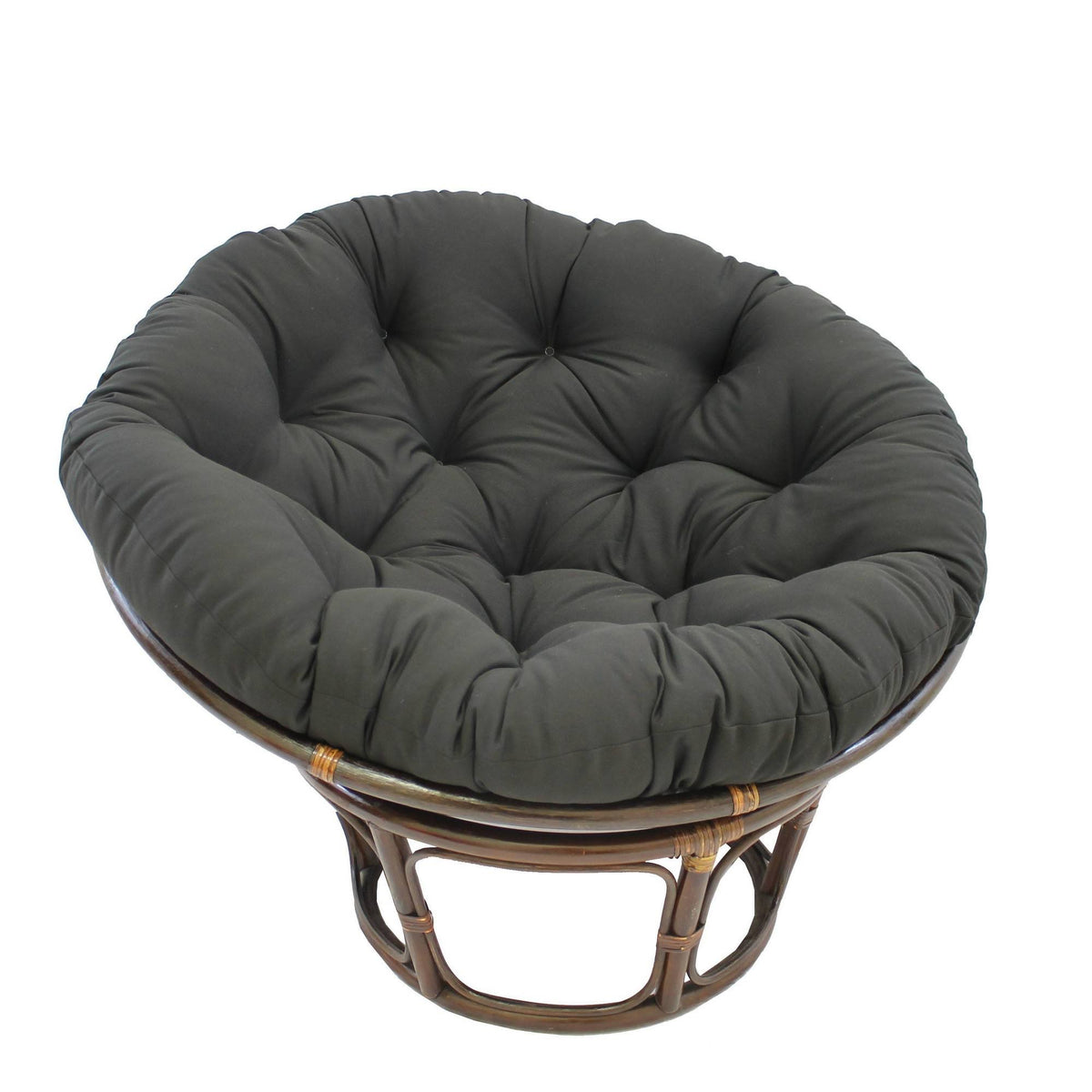 Black Rattan Papasan Chair with Solid Twill Cushion K4321